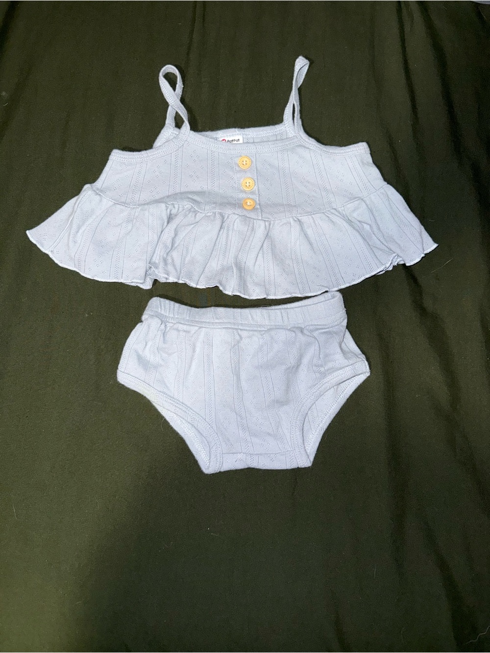 PatPat Light Blue Ruffle Tank & Bloomer Set
